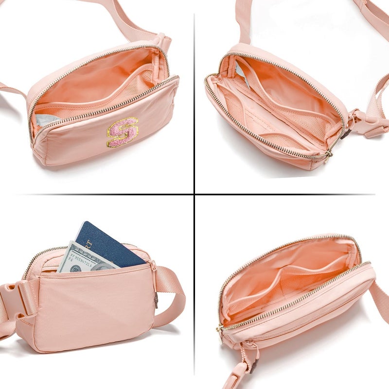 Gitus 6 7 8 9 10 Year Old Girl Gifts Belt Bag Fanny Pack Crossbody Bags with Initial Letter Patch Things for Teen Girls Easter Gifts for Girls Travel Essentials（Coral Pink-S） - Image 5